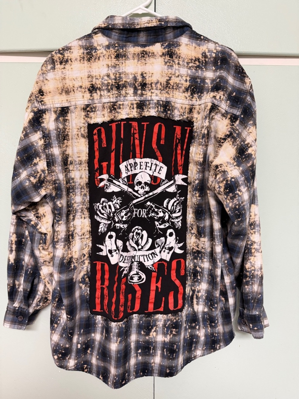 Guns & Roses Appetite For Destruction Bleached Upcycled Moose Creek Plaid Shirt